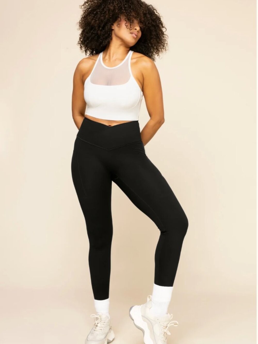 Popflex Crisscross Hourglass Legging with Pockets Black 1X 23"